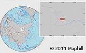 Gray Location Map of the area around 60° 58' 34" N, 111° 25' 30" E