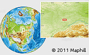 Physical Location Map of the area around 60° 58' 34" N, 111° 25' 30" E