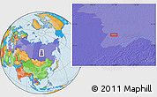 Political Location Map of the area around 60° 58' 34" N, 111° 25' 30" E
