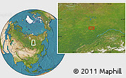 Satellite Location Map of the area around 60° 58' 34" N, 111° 25' 30" E