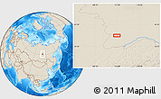 Shaded Relief Location Map of the area around 60° 58' 34" N, 111° 25' 30" E