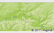 Physical 3D Map of the area around 60° 58' 34" N, 115° 40' 30" E