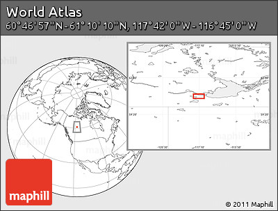 Blank Location Map of the Area around 60° 58' 34" N, 117° 13' 29" W