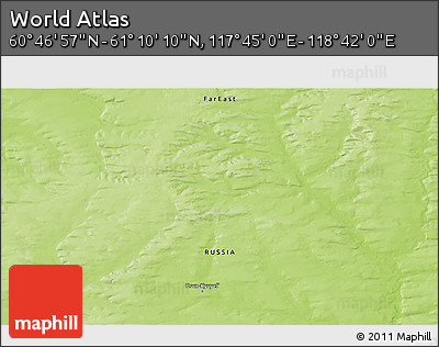 Physical 3D Map of the Area around 60° 58' 34" N, 118° 13' 29" E