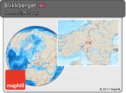 Shaded Relief Location Map of Blikkberget