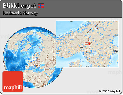 Shaded Relief Location Map of Blikkberget