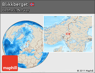 Shaded Relief Location Map of Blikkberget