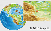 Physical Location Map of the area around 60° 58' 34" N, 123° 10' 30" W