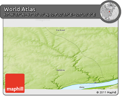 Physical 3D Map of the Area around 60° 58' 34" N, 125° 1' 30" E