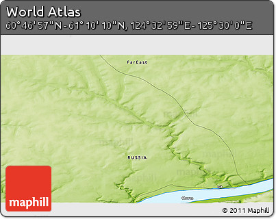 Physical 3D Map of the Area around 60° 58' 34" N, 125° 1' 30" E
