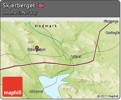 Physical 3D Map of Skjerberget