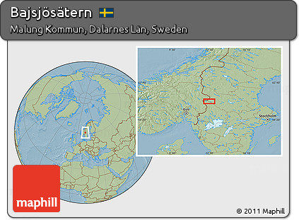 Savanna Style Location Map of Bajsjösätern, hill shading
