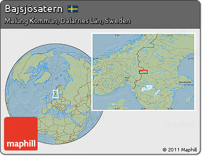 Savanna Style Location Map of Bajsjösätern, hill shading