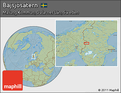 Savanna Style Location Map of Bajsjösätern, hill shading
