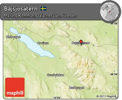 Physical Map of Bajsjösätern