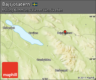 Physical Map of Bajsjösätern