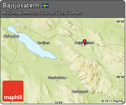 Physical Map of Bajsjösätern