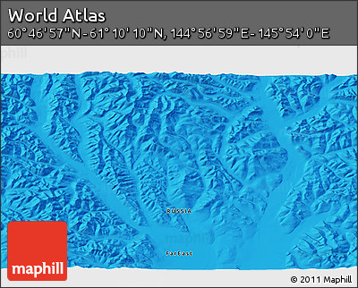 Political 3D Map of the Area around 60° 58' 34" N, 145° 25' 30" E