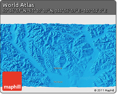 Political 3D Map of the Area around 60° 58' 34" N, 145° 25' 30" E