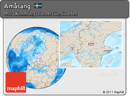 Shaded Relief Location Map of Amåsäng