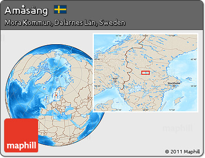 Shaded Relief Location Map of Amåsäng