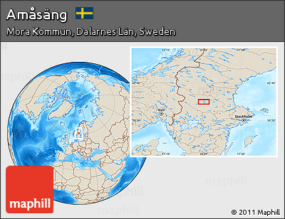 Shaded Relief Location Map of Amåsäng