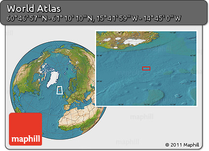 Satellite Location Map of the Area around 60° 58' 34" N, 15° 13' 29" W