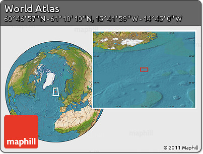 Satellite Location Map of the Area around 60° 58' 34" N, 15° 13' 29" W
