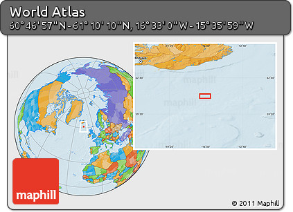 Political Location Map of the Area around 60° 58' 34" N, 16° 4' 29" W