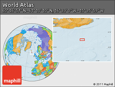 Political Location Map of the Area around 60° 58' 34" N, 16° 4' 29" W
