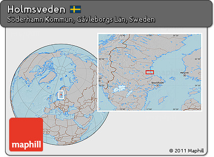 Gray Location Map of Holmsveden, hill shading