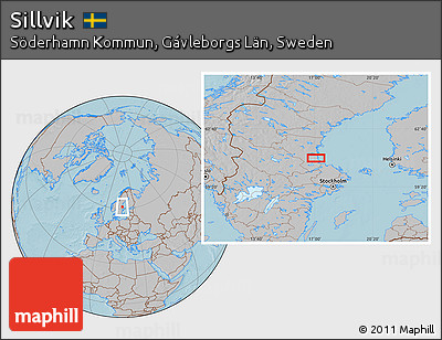 Gray Location Map of Sillvik, hill shading