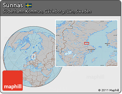 Gray Location Map of Sunnäs, hill shading