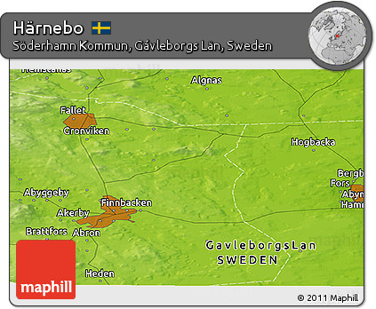 Physical Panoramic Map of Härnebo