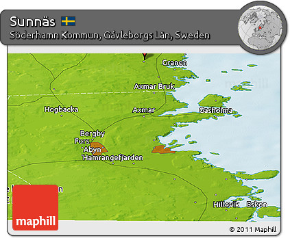 Physical Panoramic Map of Sunnäs