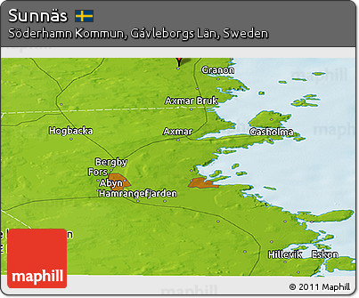 Physical Panoramic Map of Sunnäs