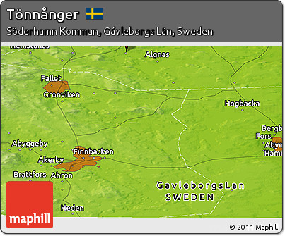 Physical Panoramic Map of Tönnånger