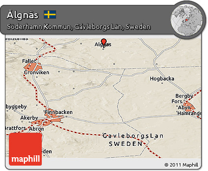 Shaded Relief Panoramic Map of Älgnäs