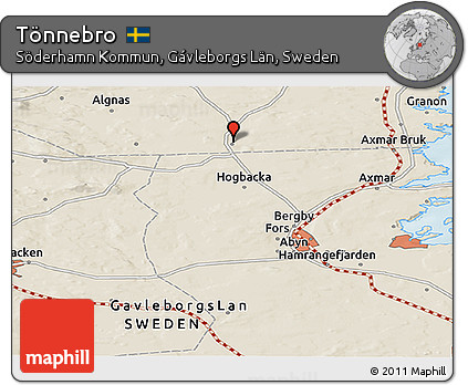 Shaded Relief Panoramic Map of Tönnebro