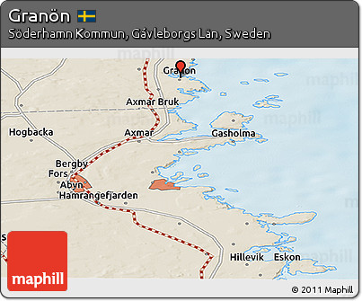 Shaded Relief Panoramic Map of Granön