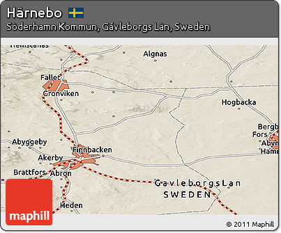 Shaded Relief Panoramic Map of Härnebo