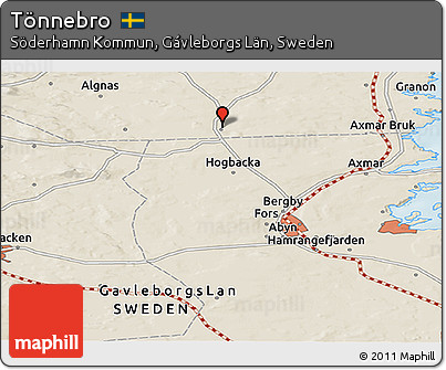 Shaded Relief Panoramic Map of Tönnebro