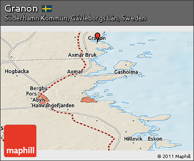 Shaded Relief Panoramic Map of Granön