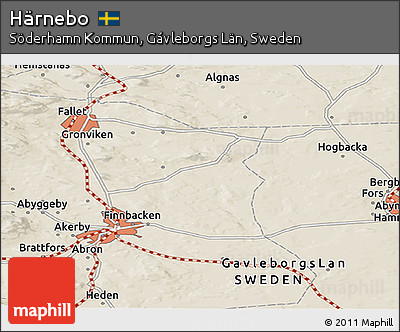 Shaded Relief Panoramic Map of Härnebo