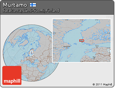 Gray Location Map of Murtamo, hill shading
