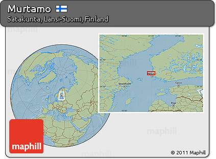 Savanna Style Location Map of Murtamo, hill shading
