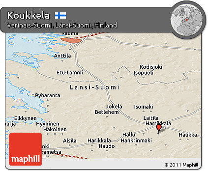 Shaded Relief Panoramic Map of Koukkela