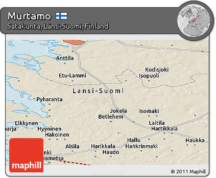 Shaded Relief Panoramic Map of Murtamo