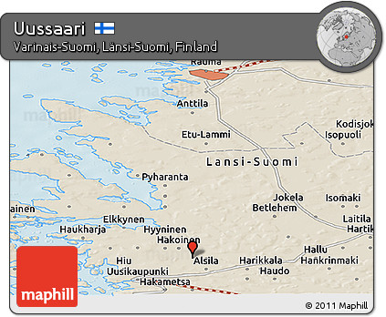 Shaded Relief Panoramic Map of Uussaari