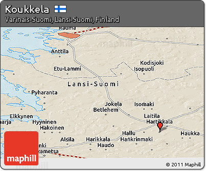 Shaded Relief Panoramic Map of Koukkela
